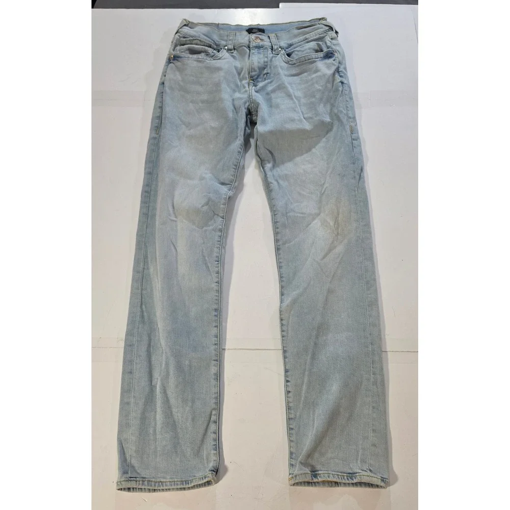 True Religion Geno Flap Relaxed Slim Blue Light Wash Denim Jeans Size 32 Y2K